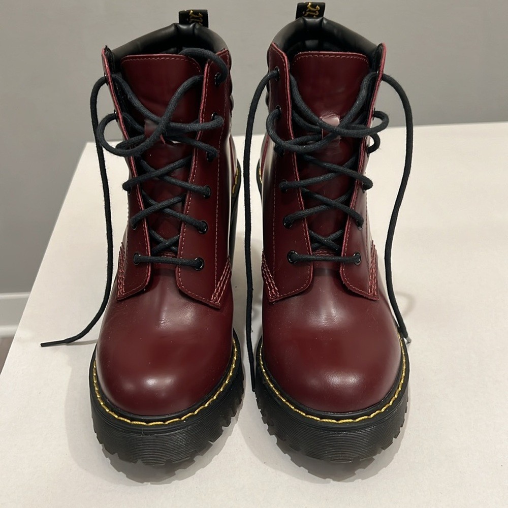 Dr. Martens PERSEPHONE Cherry Red 4″ High heeled Boots – Ladies Size 7