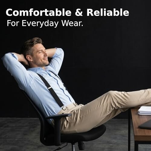 Suspenders for Men Heavy Duty – Adjustable” Y-Back Men’s Suspenders for 1 Black