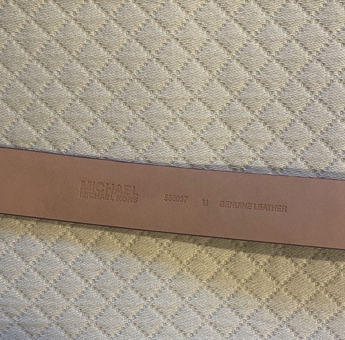 Michael Kors Womens Skinny Belt Brown Gold MK Logo Buckle Adjustable Size M