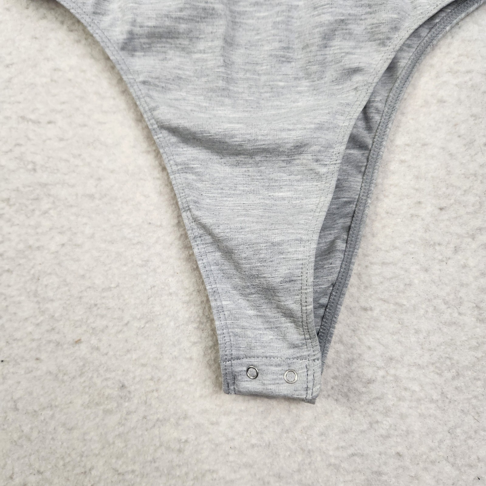 Savage X Fenty Womens Size Small Gray Deep Plunge V-Neck Snap Crotch Bodysuit