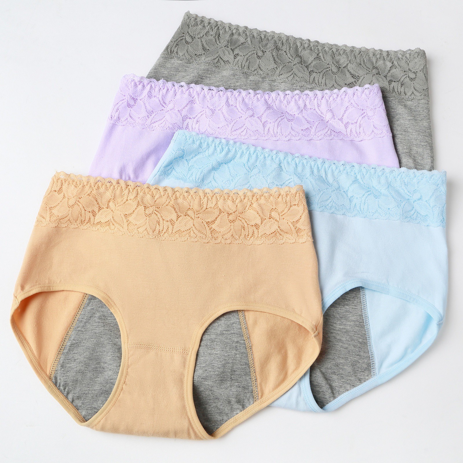 3 Womens Period Panties Solid Menstrual Briefs Stretch Brief Leakproof Underwear