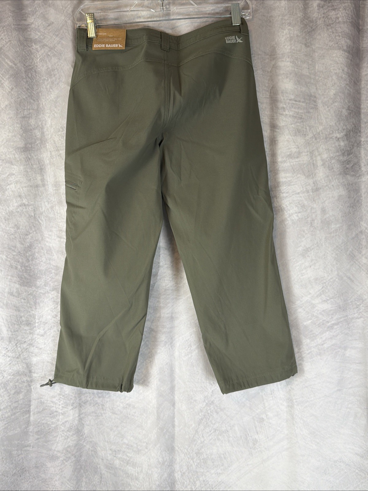 Eddie Bauer Rainier Capri Pants Womens Sz 0 Khaki Hiking Nylon Stretch Zip Green
