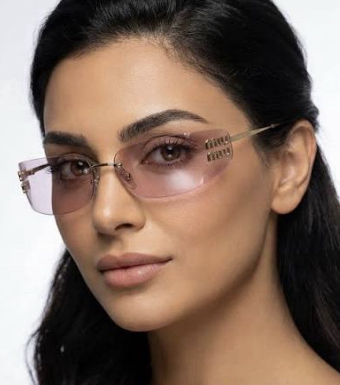 Miu Miu MU A51S ZVN90O Pale Gold Pink Women Wrap Sunglasses AUTHENTIC