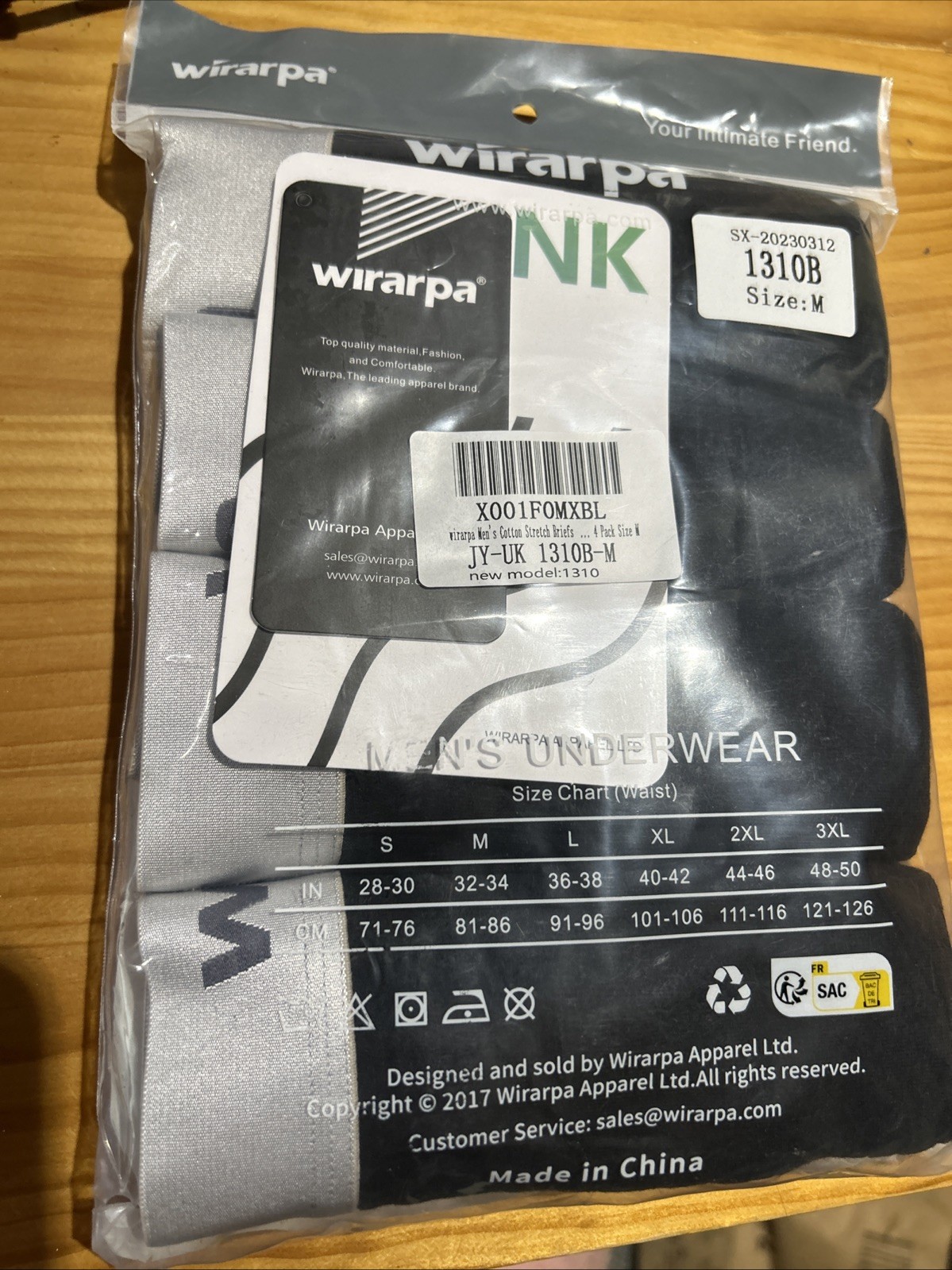 Wirarpa Men’s Cotton Briefs 4-Pack Wide Waistband No Fly medium 32-34 waist