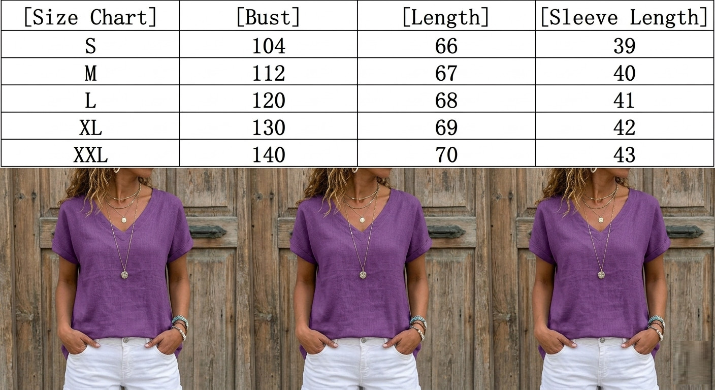 Womens Linen Button Down Shirt V Neck 3/4 Sleeve Loose Fit Casual Blouse Top