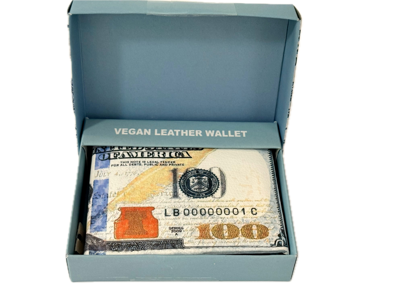 Tems Men’s Wallet $100 Dollar Bill Vegan Leather Bifold Flip ID WLT-107