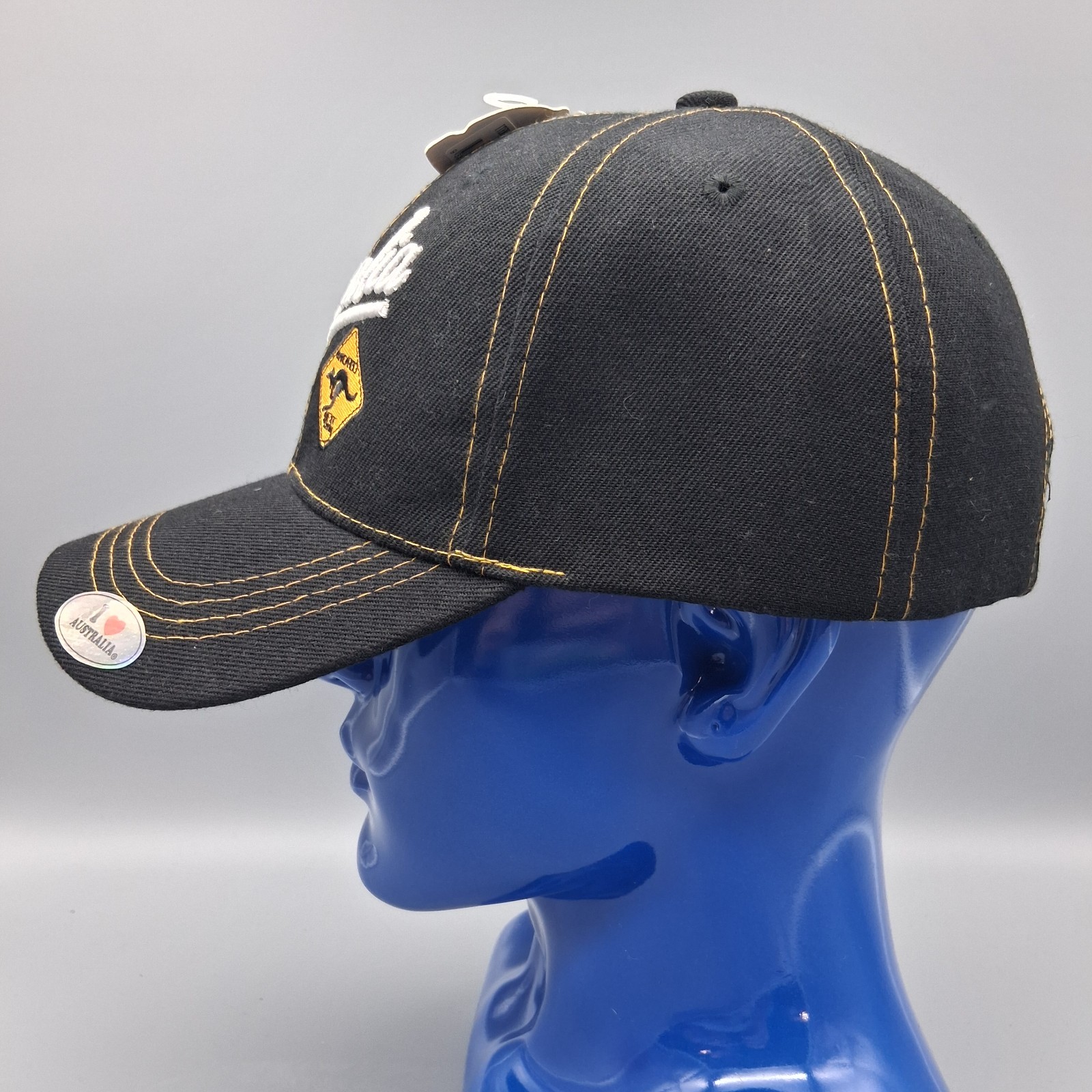 Australian Kangaroo Black Adjustable Snapback Baseball Hat Cap