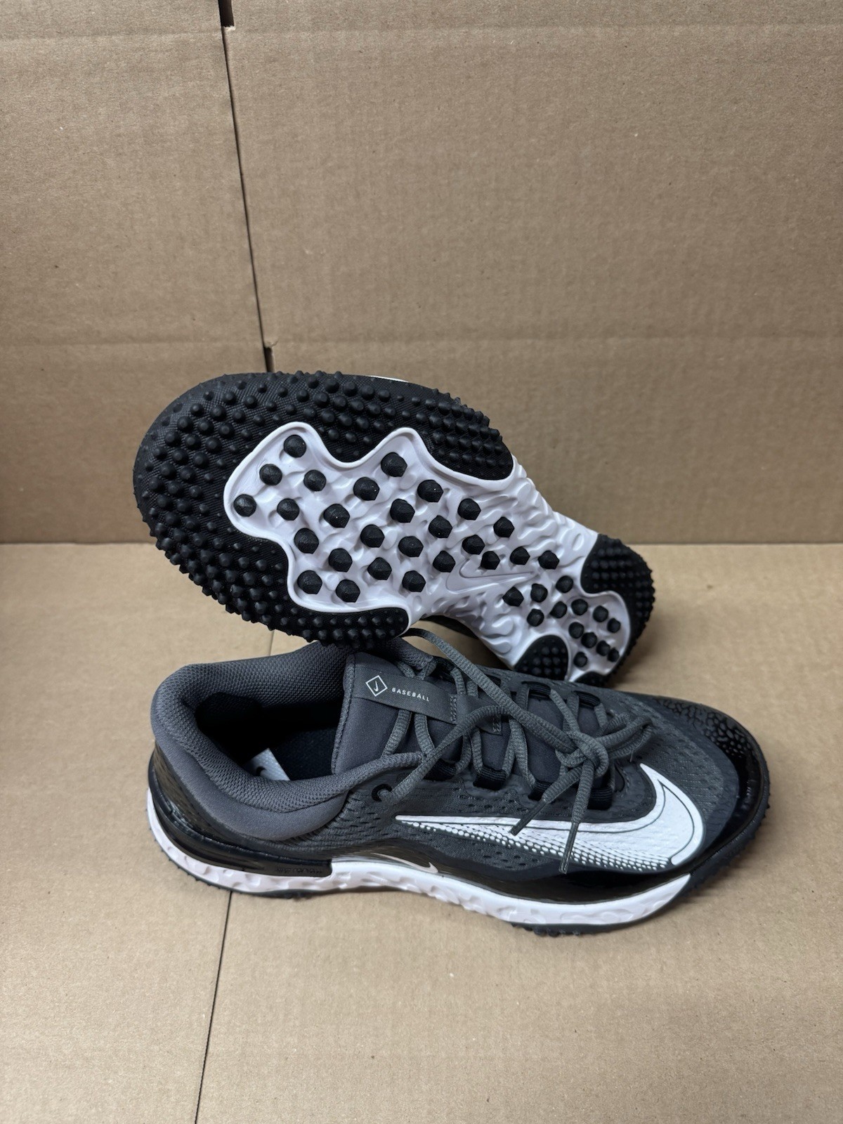 Nike Alpha Huarache Elite 4 Turf Baseball Mens SZ 14 Black Grey White DJ6523-01