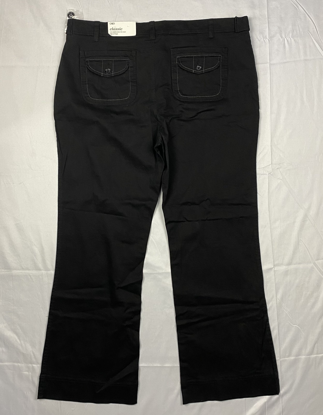Cato Classic Womens 18 Black Pants Sits Below Waist Relaxed Thigh Cotton Stretch