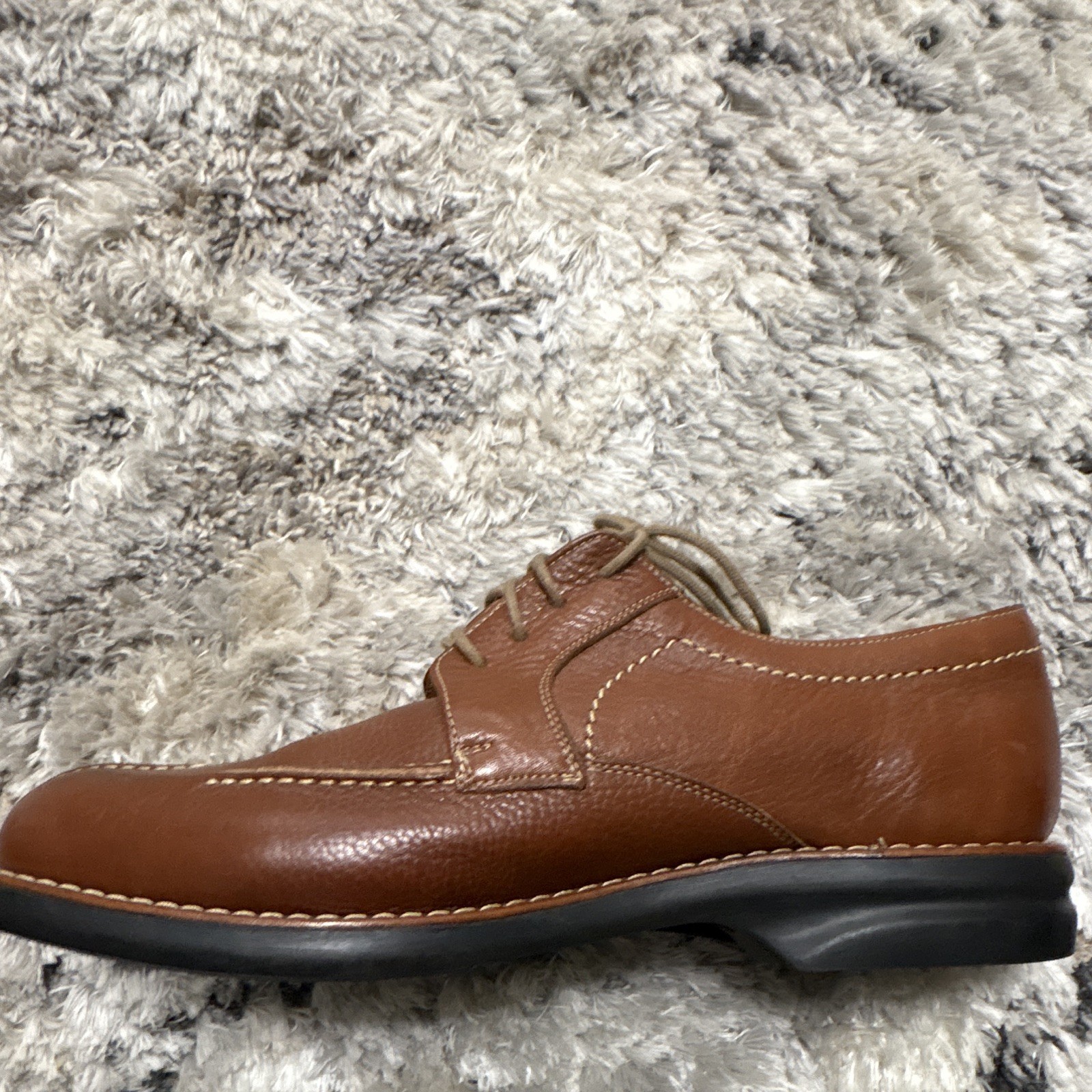 Sandro Moscoloni Men’s Brown Leather Lace-Up Derby Dress Shoes US 11 Solid Logo