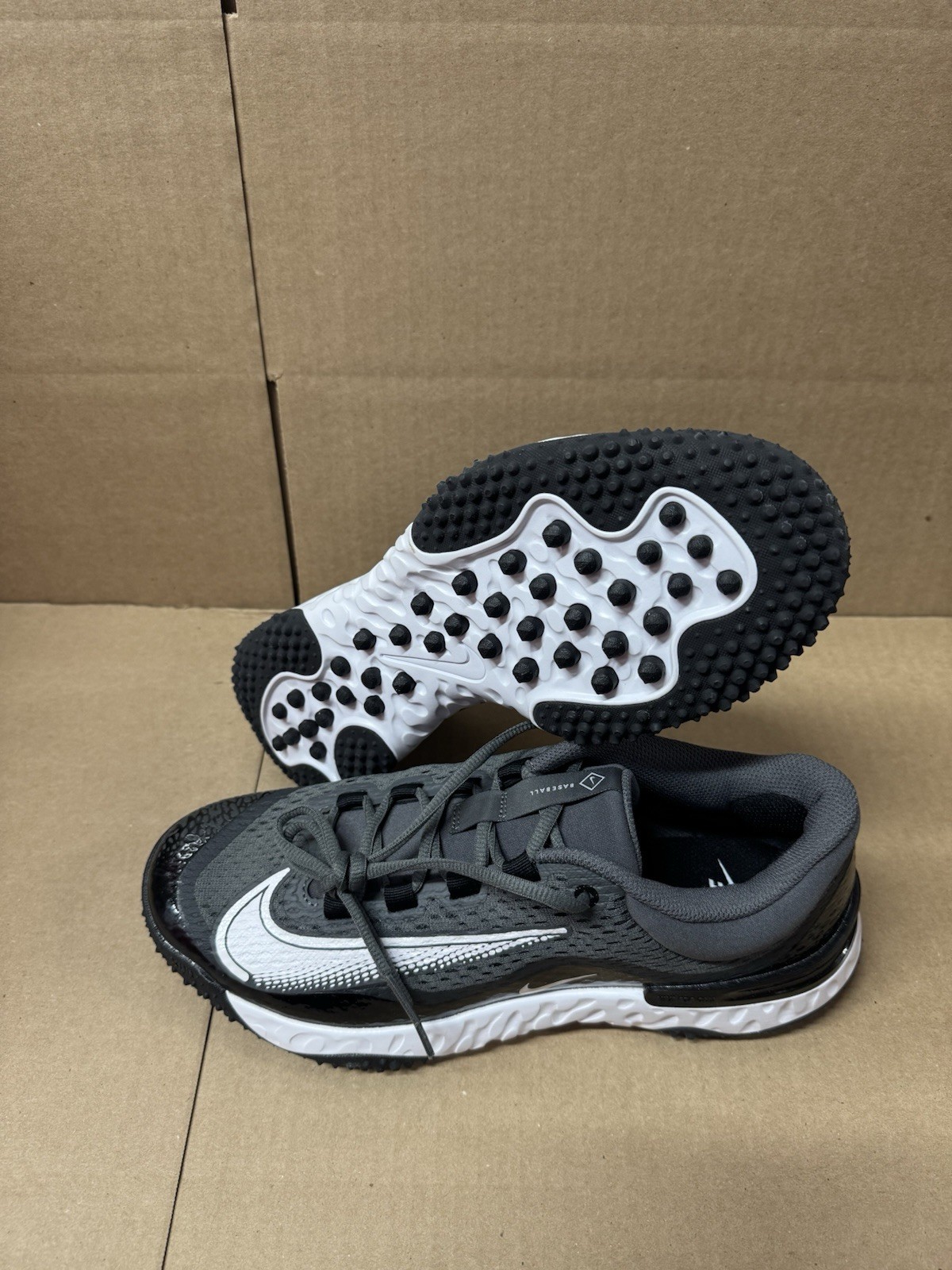 Nike Alpha Huarache Elite 4 Turf Baseball Mens SZ 14 Black Grey White DJ6523-01