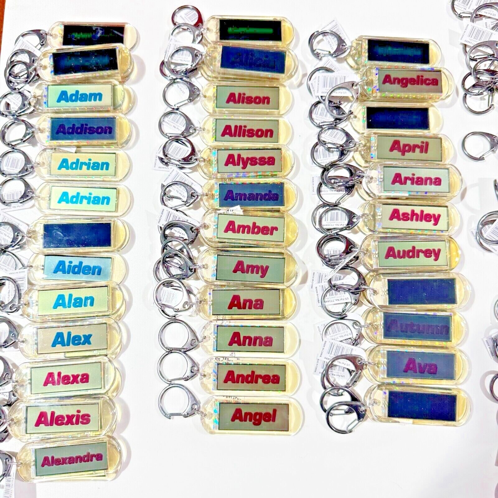 Acrylic Blinking Solar Powered Key Chain 4.25” Long w/Snap Ring, w/NAME