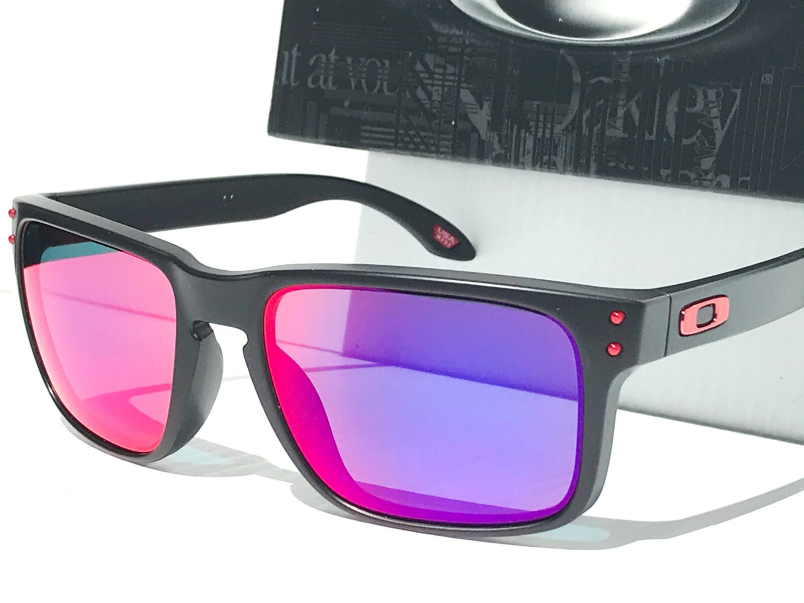 NEW* Oakley HOLBROOK Matte Black Positive Red Iridium w CASE Sunglass 9102-36