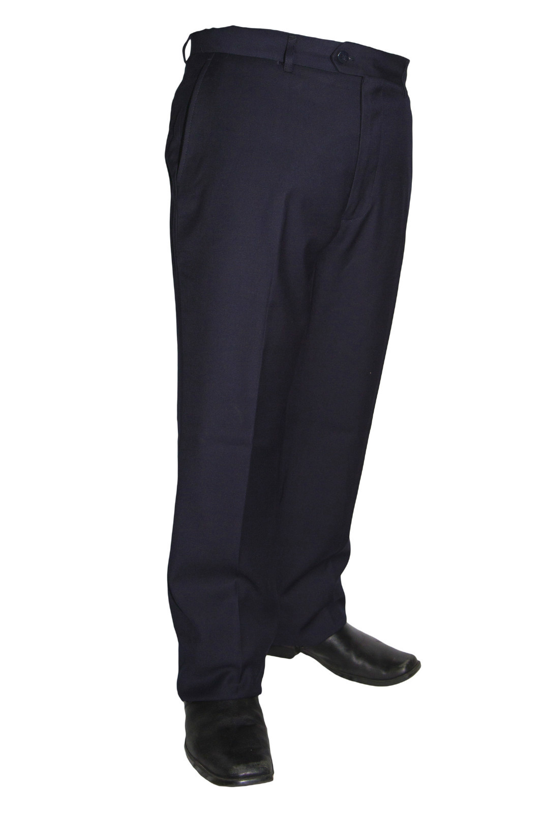 Mens Navy Poly Rayon Dress Pants ZRA Slacks Flat Front Trousers Sizes 28 to 52