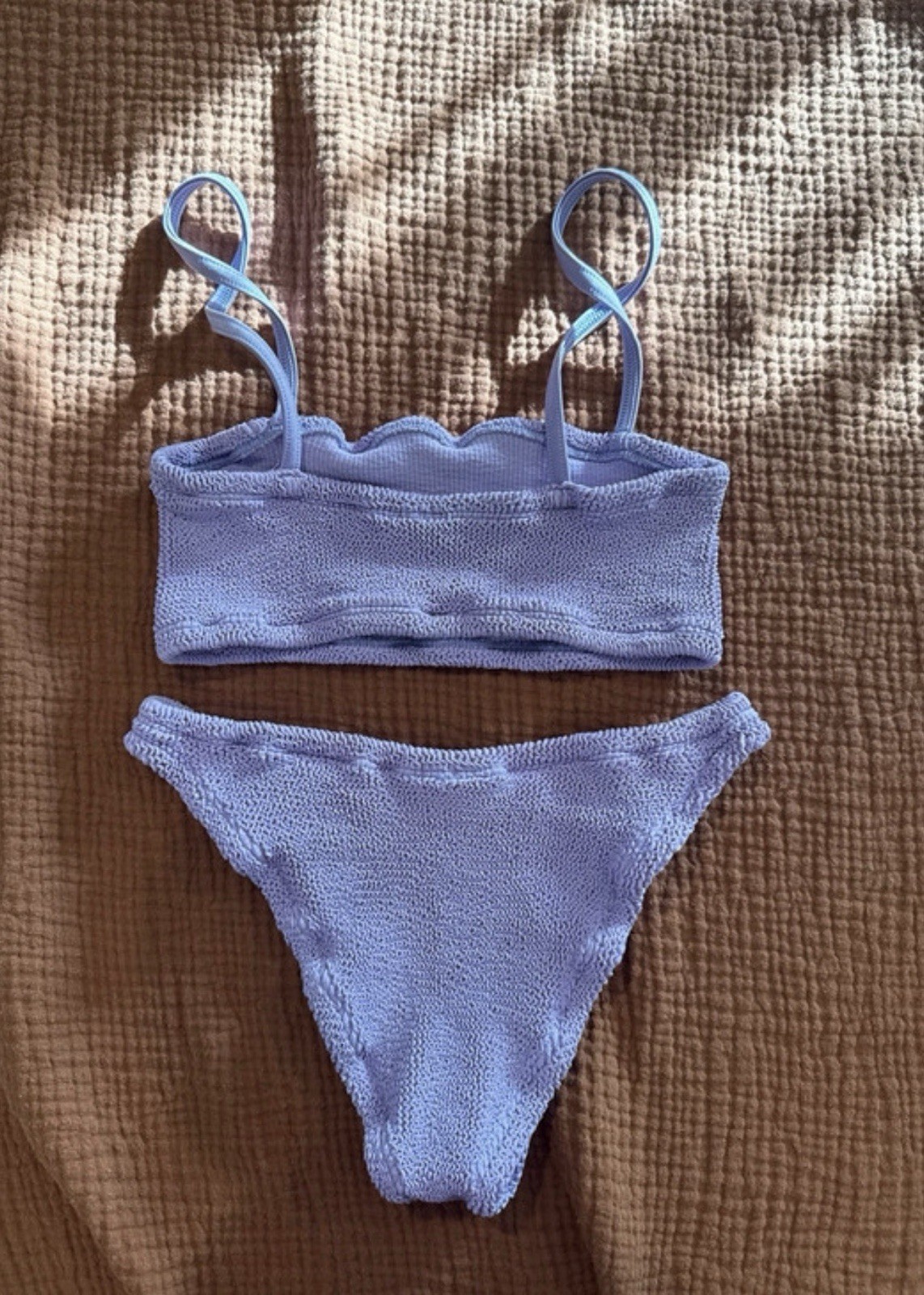 Hunza G Purple Stretch 2-Piece Bikini Set Spaghetti Strap Women’s Size S
