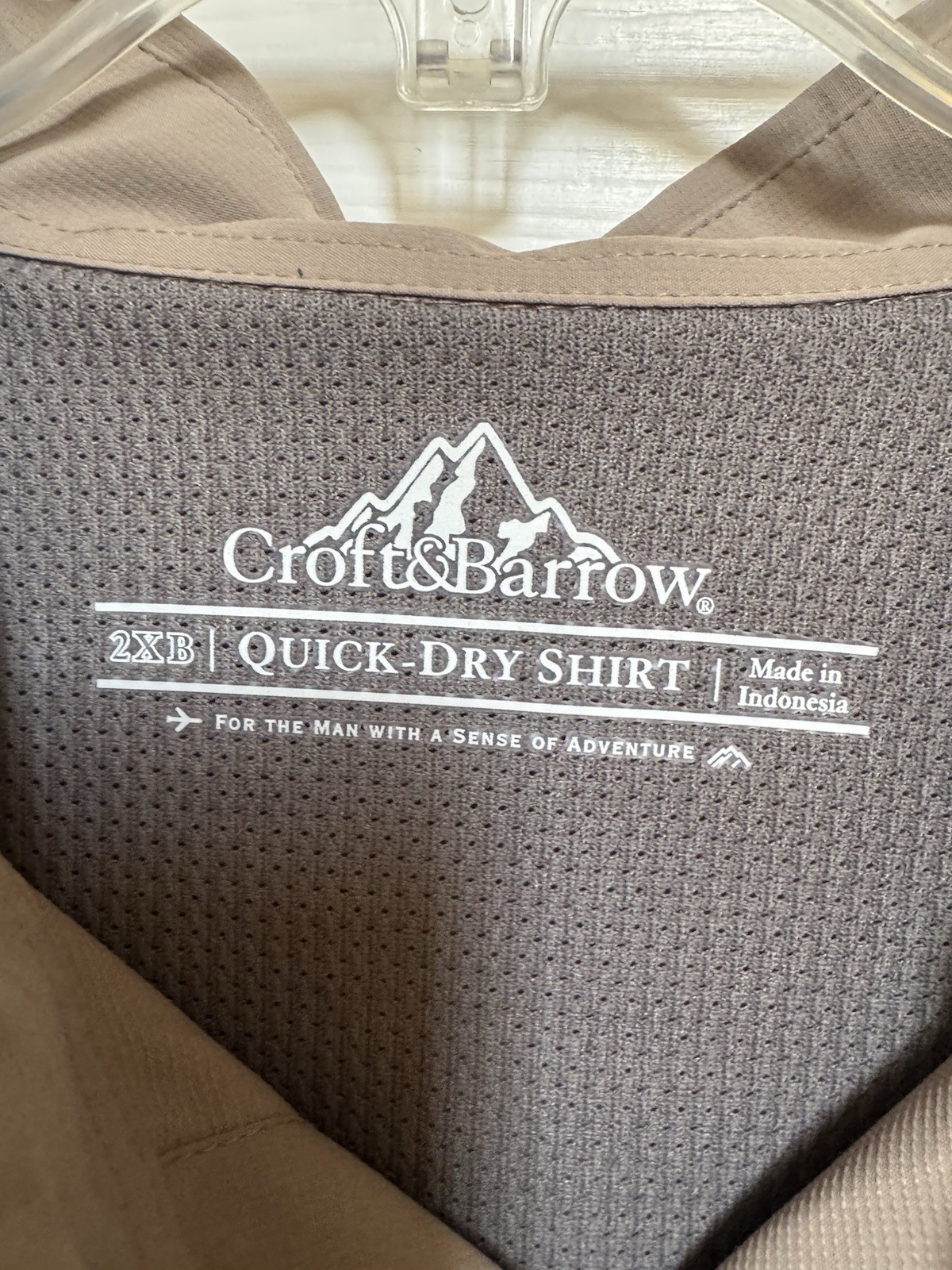 Croft & Barrow Men’s Quick Dry Mesh Button-Up Shirt Brown 2XB Short Sleeve