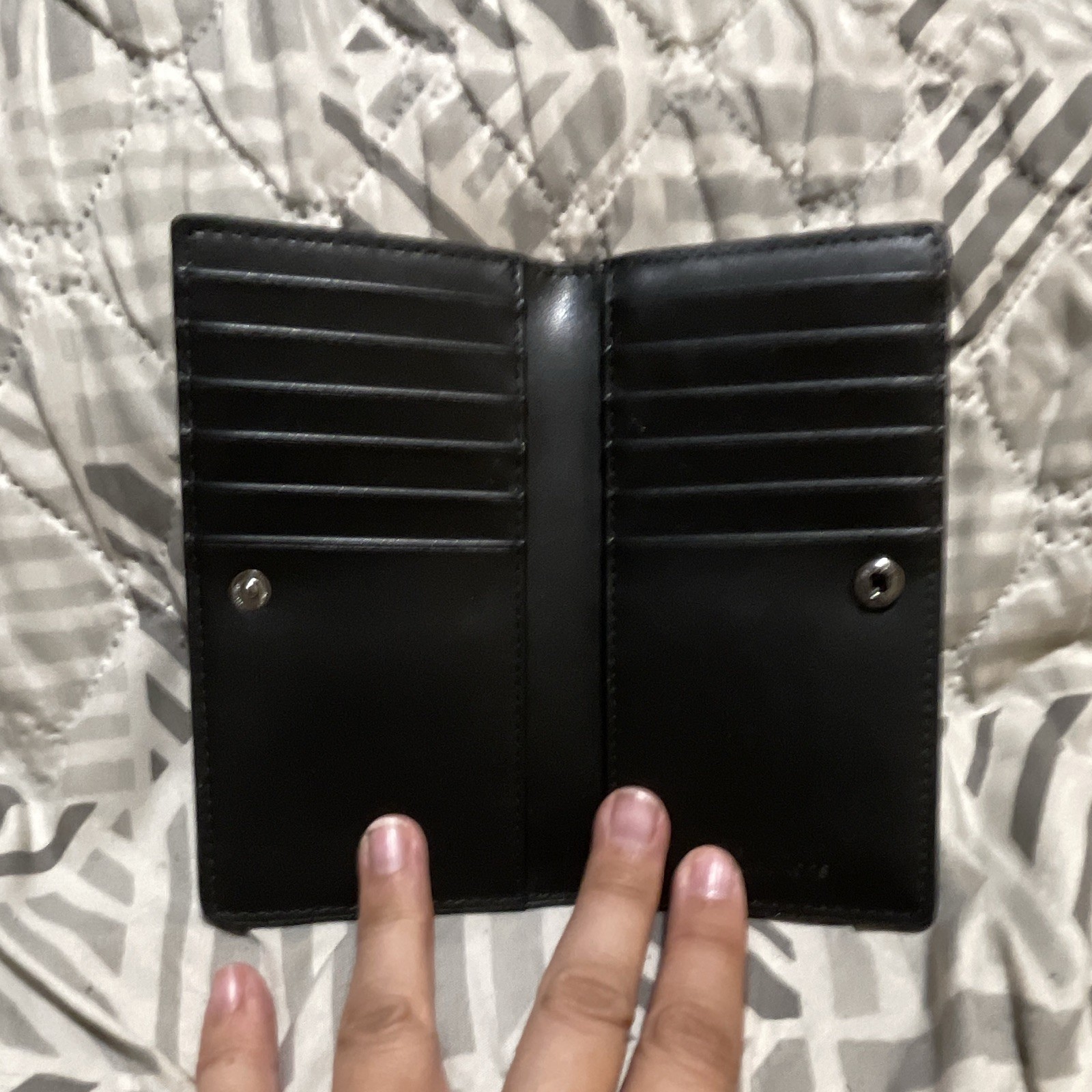 Michael Kors Black Logo Folding Bifold Wallet w/ Zip Pocket Credit Card