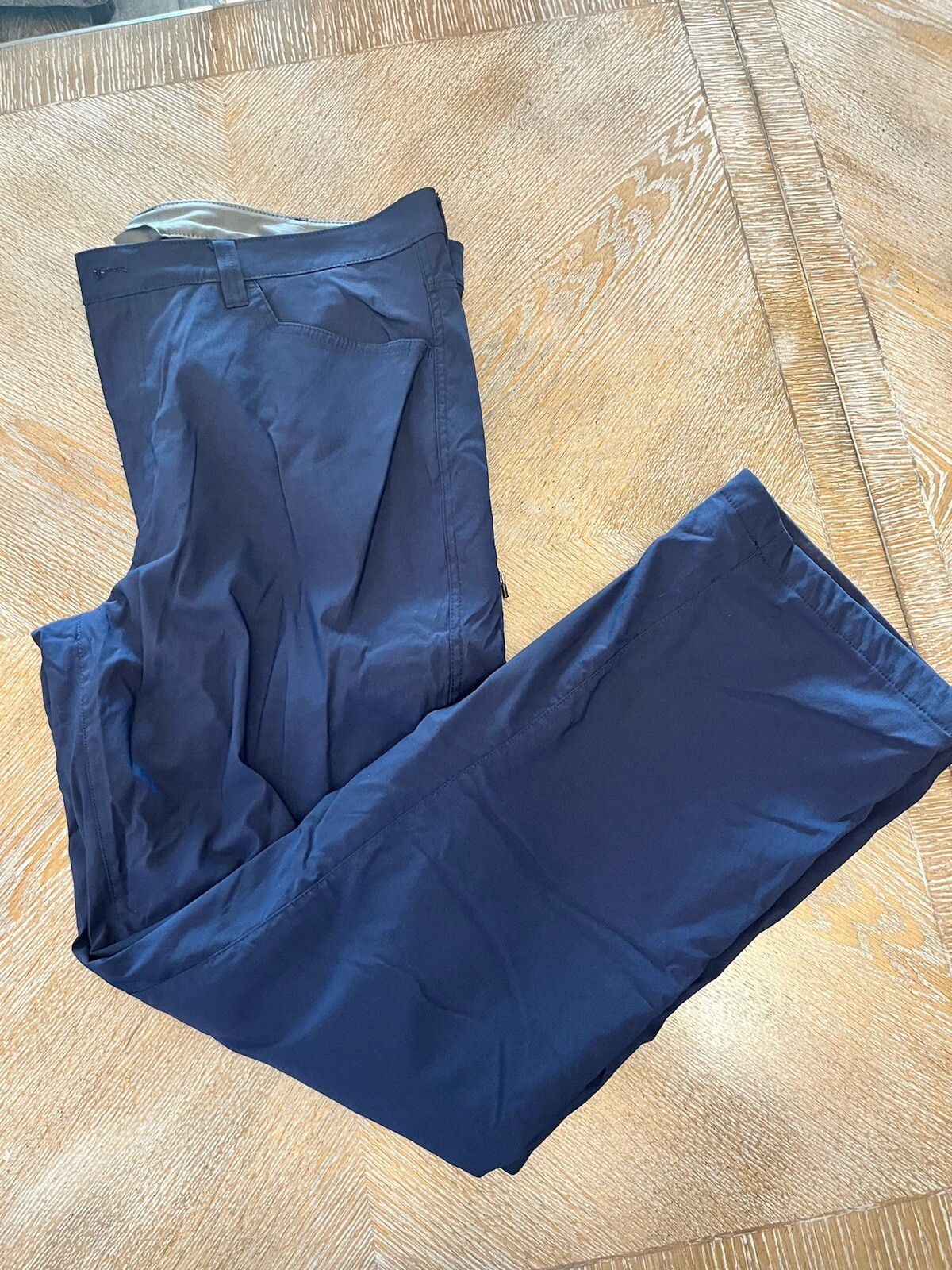 Eddie Bauer Fleece Lined Pants 40X32 Zip Pockets Navy Blue 95% Nylon 5% Spandex