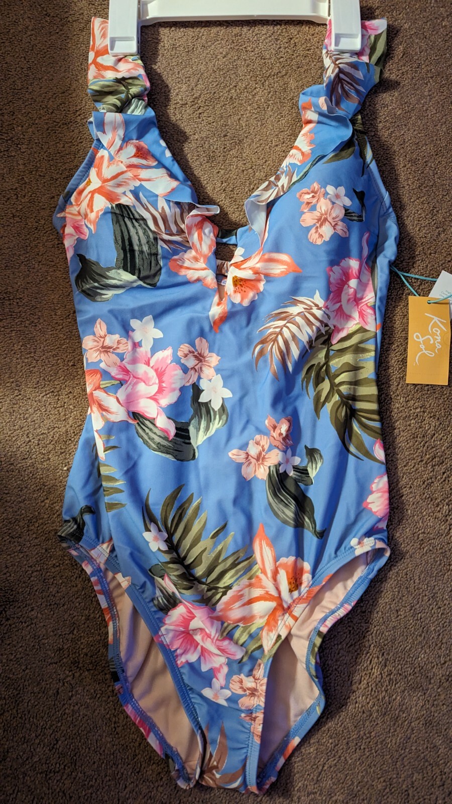 KONA SOL Hawaiian Floral Hibiscus Bathing Suit One Piece Medium 8-10 New!¡!