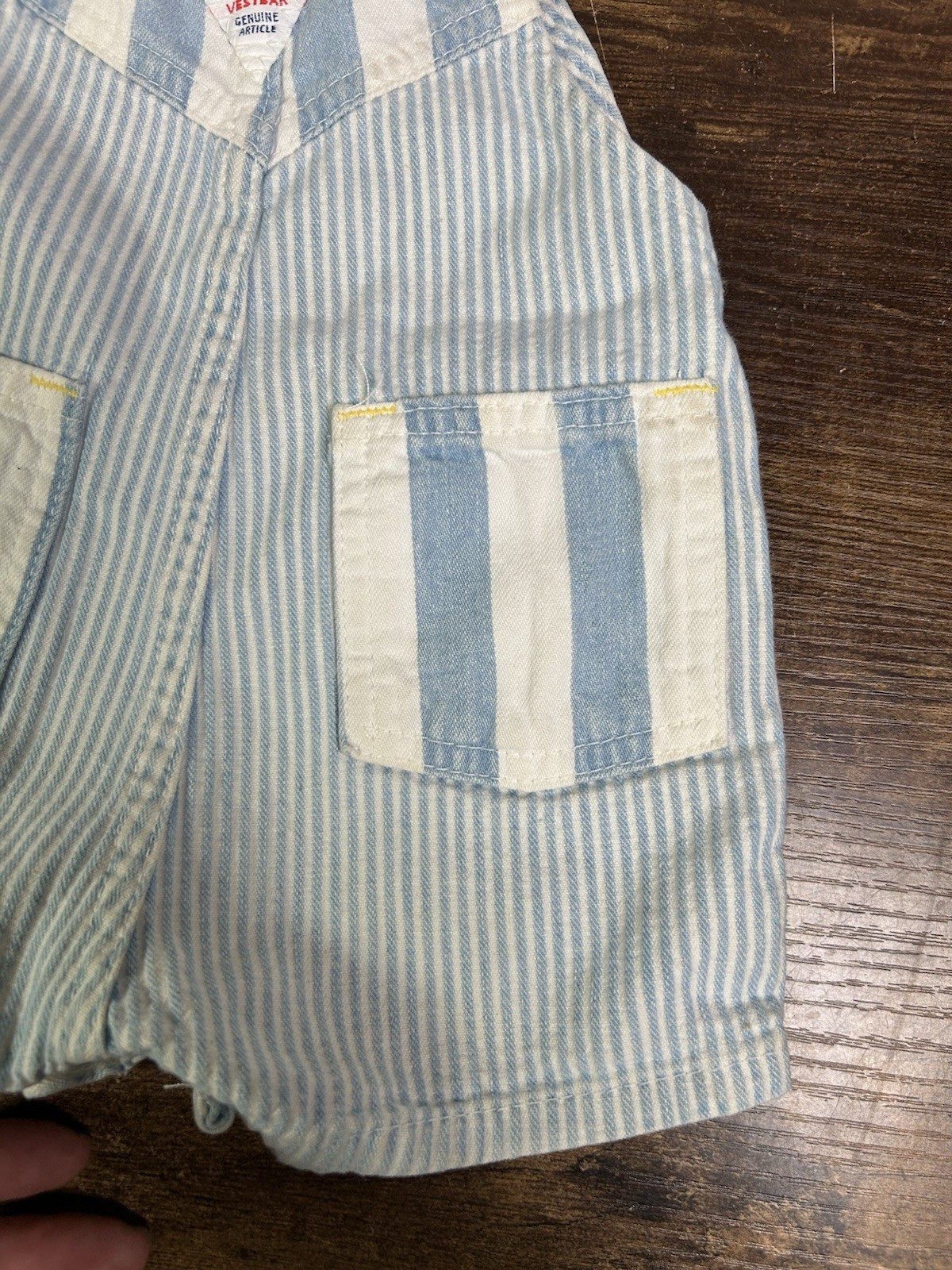 OSHKOSH B’gosh Blue White Striped Overall Shorts Size 12 months