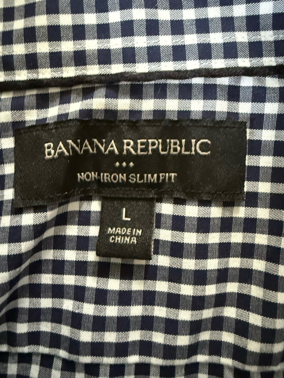 Banana Republic Men’s L Black White Gingham Button Up Shirt Slim Fit