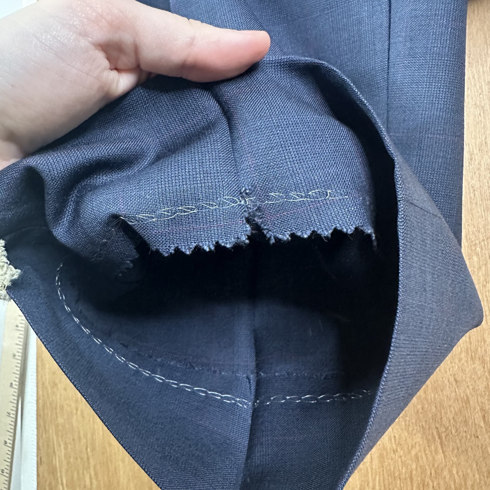 Biella Suit Mens 40L Navy Blue Glen Check 2 Button Vitale Barberis Canonico 110s