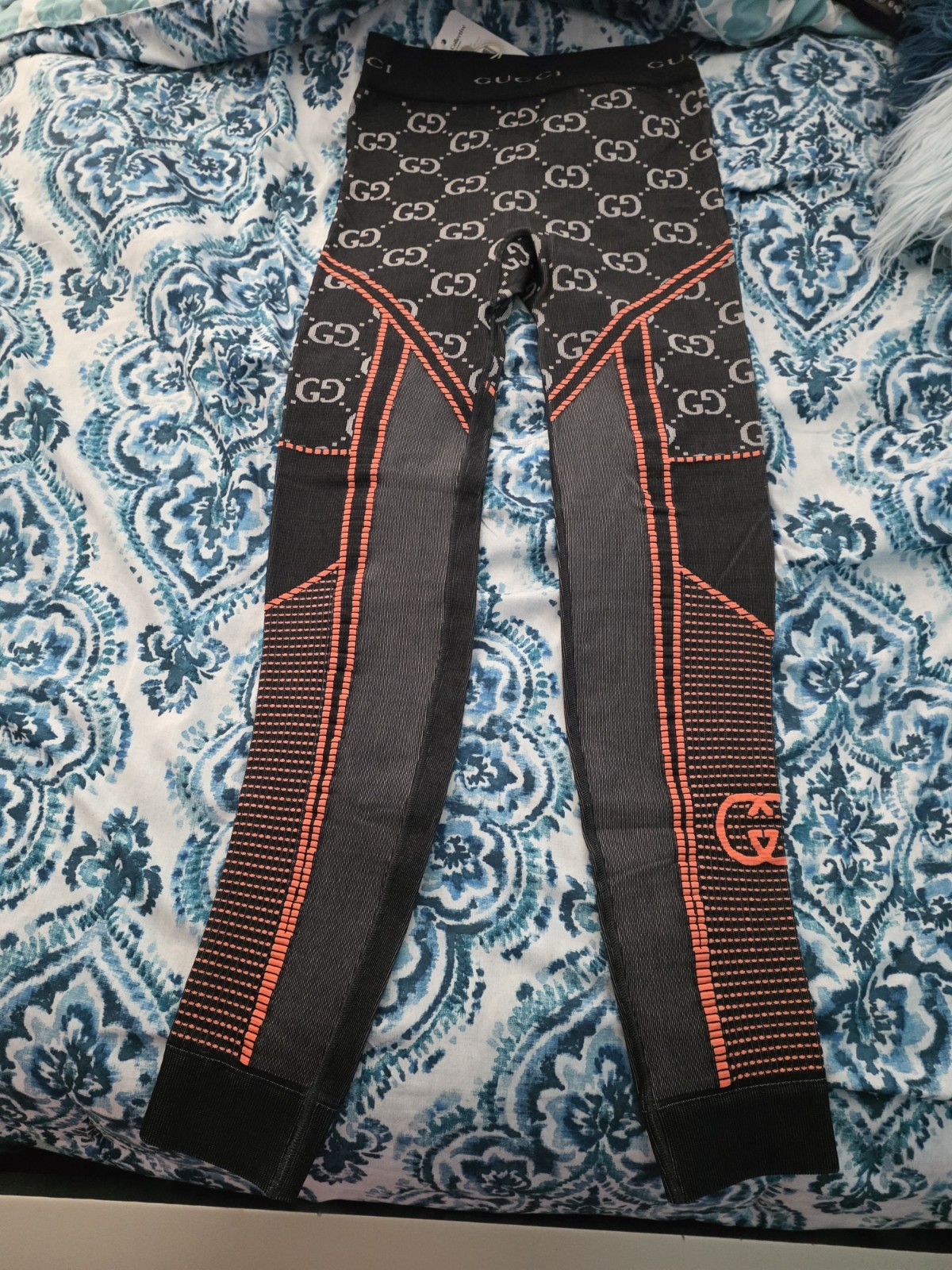 NEW Gucci GG Jacquard Jersey Leggings Black/Orange Women’s Size S Authentic