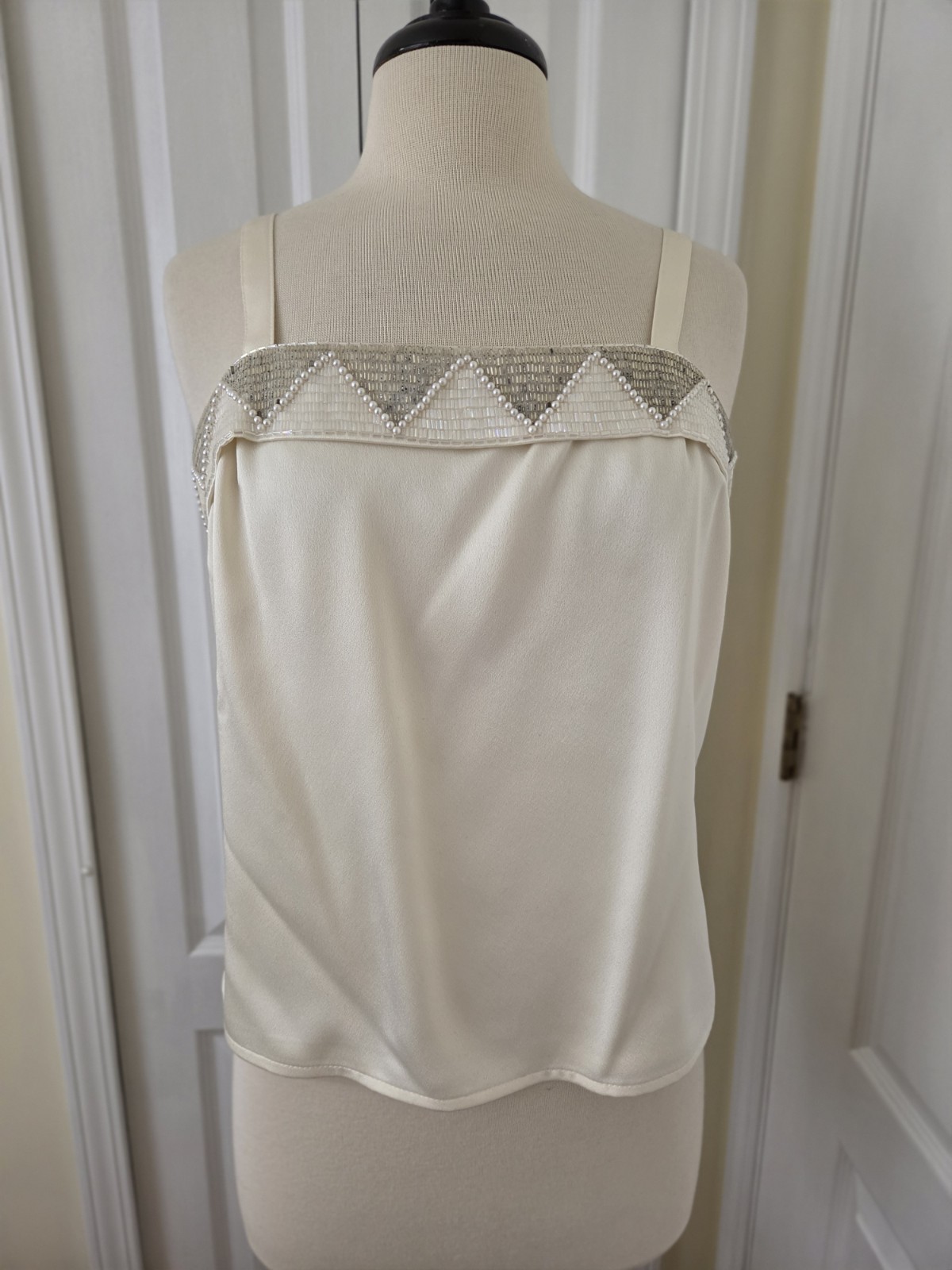 NOLAN MILLER 2 Pieces Sz 12 Dynasty Collection Ivory Beaded Jacket Tank Top