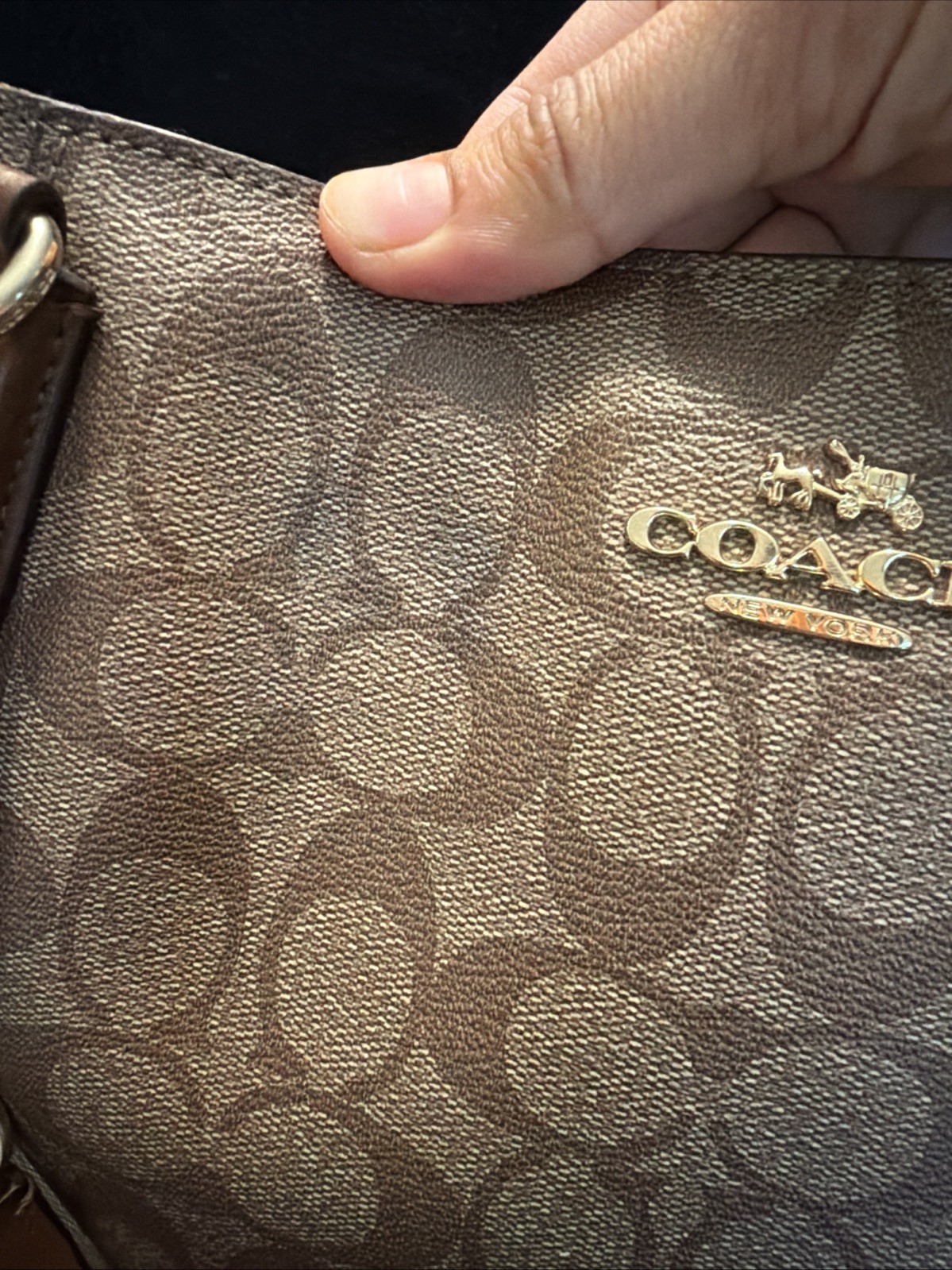 COACH Ava Chain Tote Light Khaki Chalk Leather Spacious Handbag See Pictures!