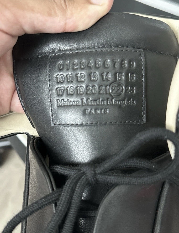 Maison Martin Margiela Men’s Black Leather High-Top Lace-Up Hook & Loop Sneaker