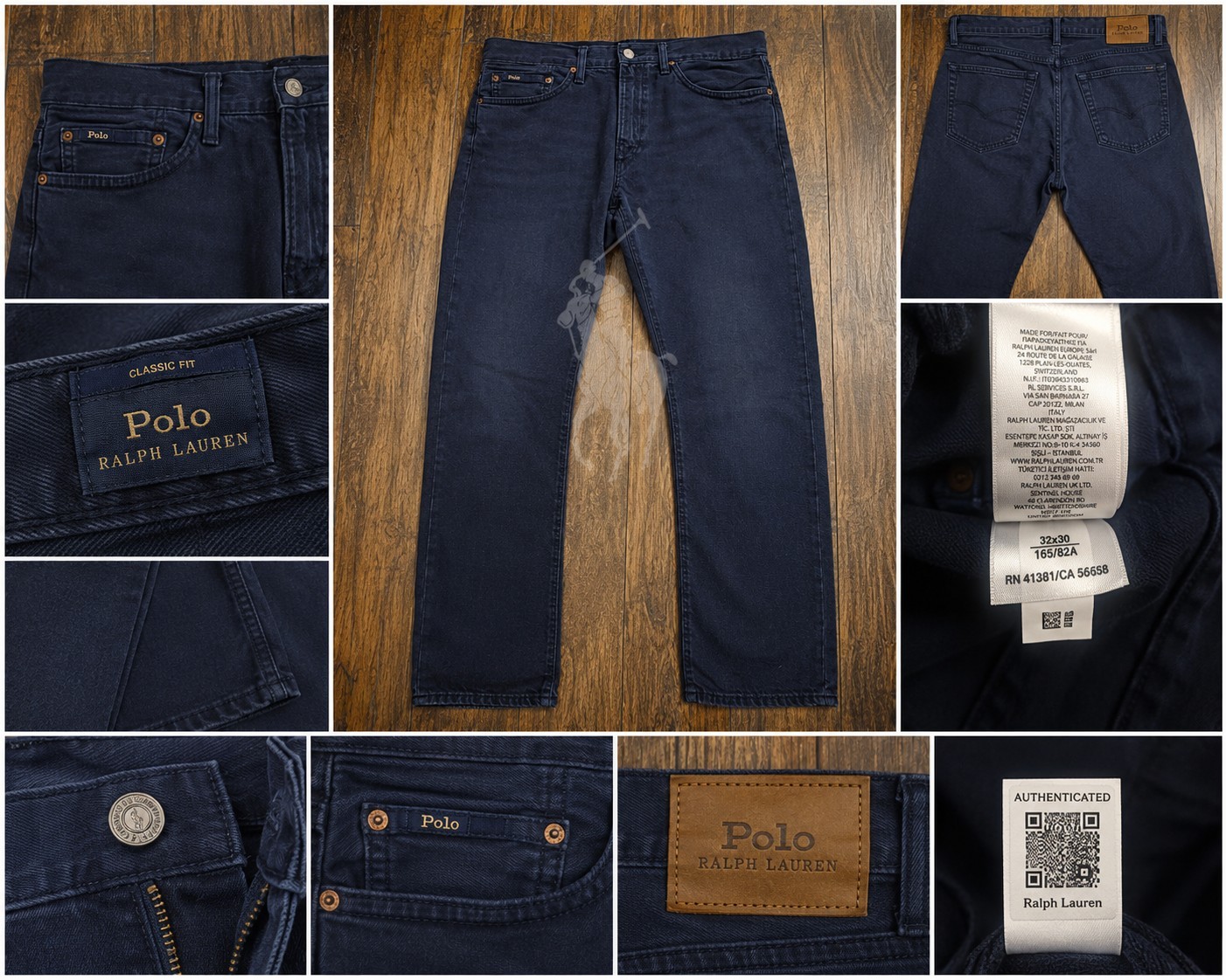 🐎 Polo Ralph Lauren Varick Slim Straight Jeans Mens 32×32 Dark Denim 👖🔥 NWOT