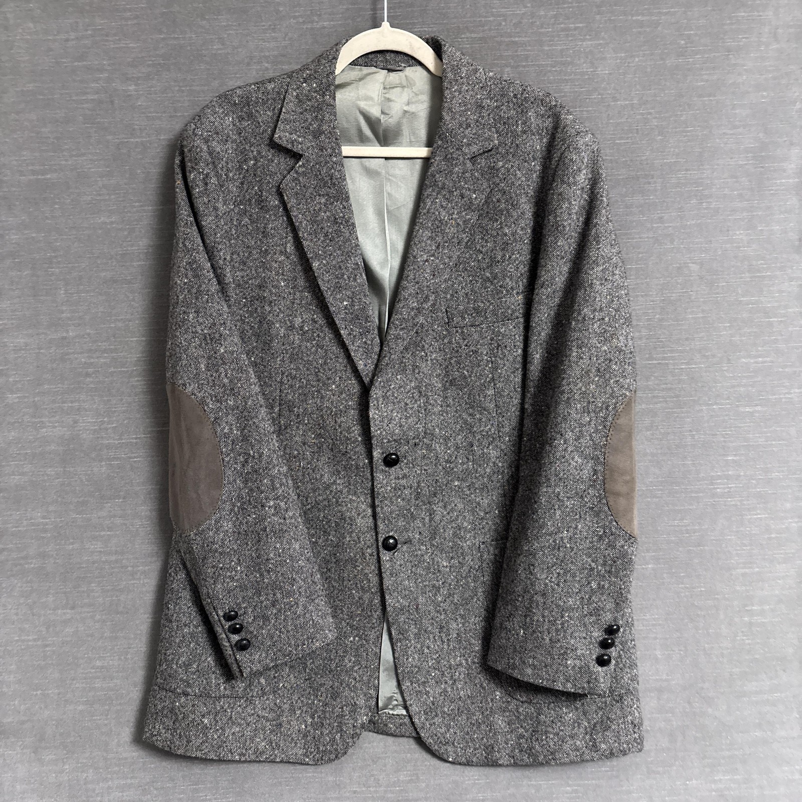 Vintage Lord Covington Sport Coat 44R Gray Tweed Flecked Elbow Patches 42R