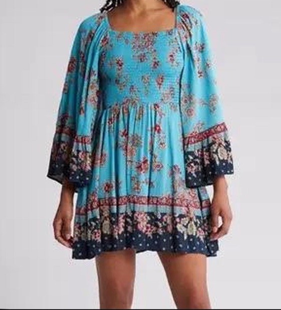 Angie Women’s M Floral Dress Boho Fairy Grunge Cottagecore Milkmaid