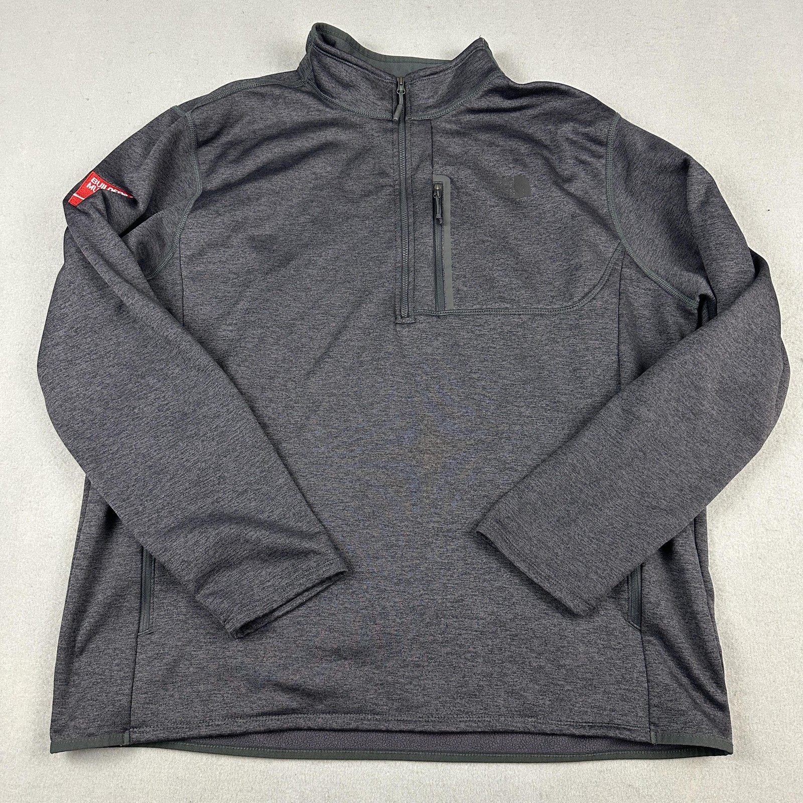 The North Face Sweater Men 2XL Gray 1/4 Zip Pullover Zip Pocket Outdoor XXL
