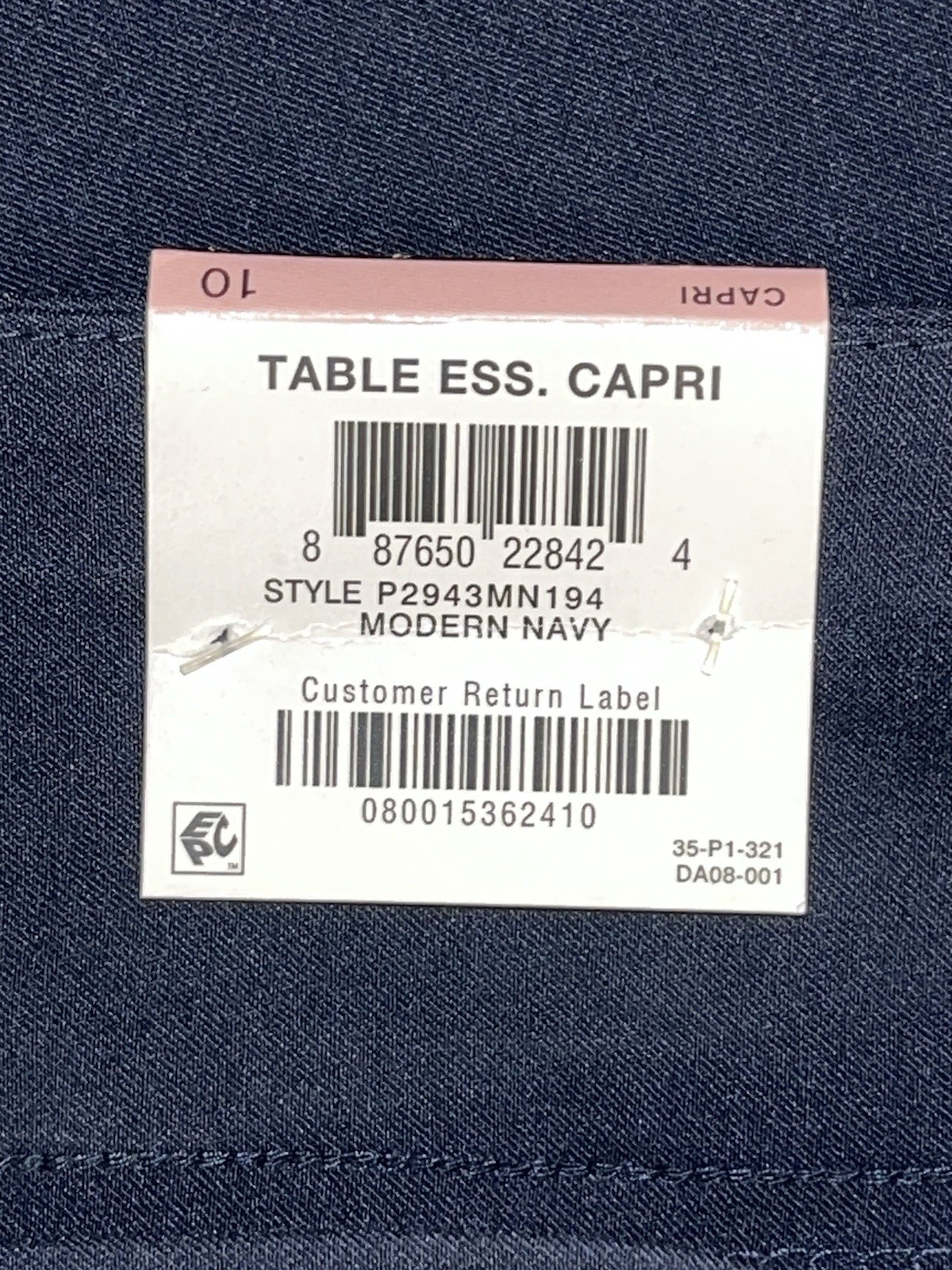 Alfani Capri Pants Tummy Control Size 10 New Casual Wear To Work Pull On Navy