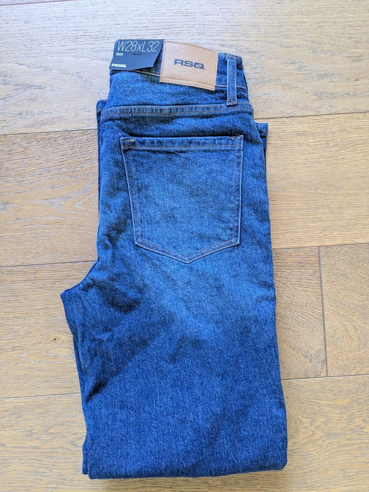 RSQ Men’s Blue Cotton Denim Jeans Medium Wash LOOSE Fit Mid Rise 5-Pocket