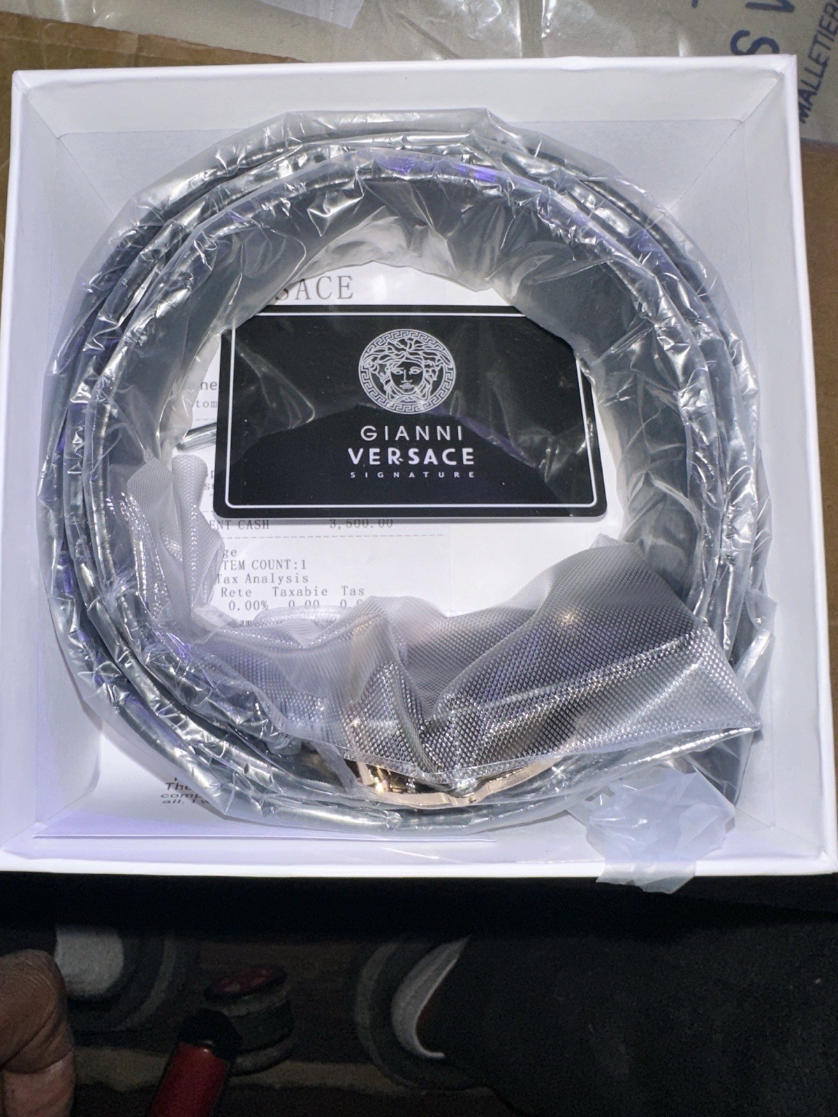 Versace Men’s Medusa Logo Buckle Dress Belt Black/Gold Size 100/40