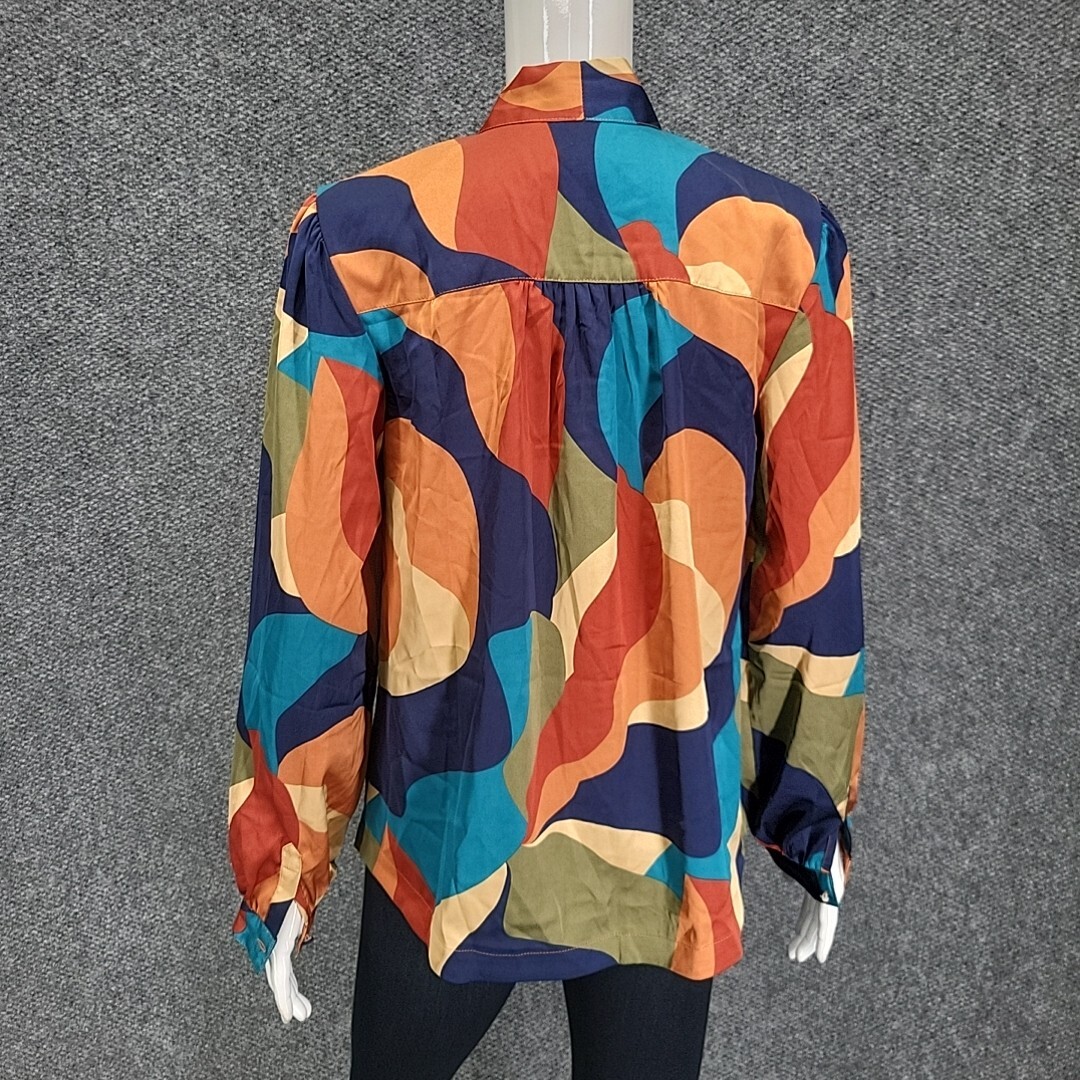 Studio Park x Leah Williams Tie Neck Printed Blouse Top Small Size Tee Shirt