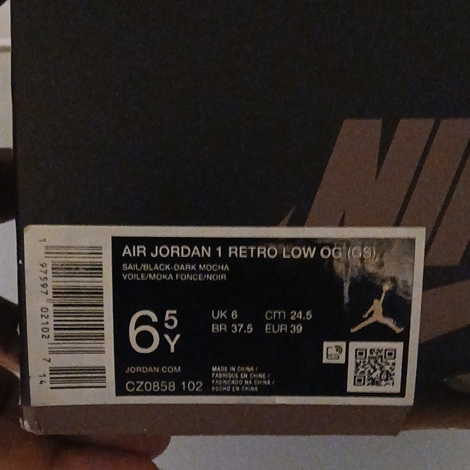 Jordan Air Jordan 1 Retro Low OG GS Colorblock Black White Brown 6.5Y