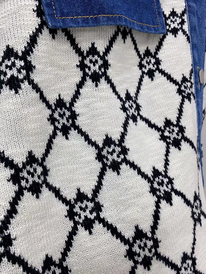 Sandro Cowboy splice Jacquard pattern letter cell knit cardigan Coats Jackets