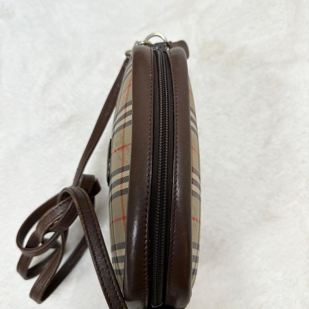 Burberrys Nova Check Canvas Leather Oval Camera Bag Vintage Shoulder Auth