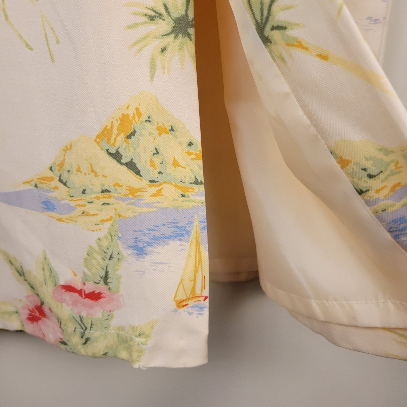 Pineapple Moon Womens Cream 100% Silk Tropical Hawaiian Maxi Dress Size M