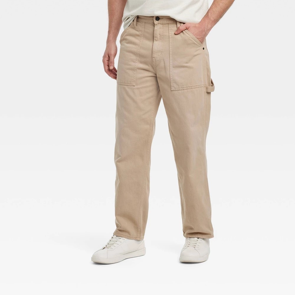 Men’s Vintage Relaxed Straight Fit Utility/Carpenter Pants Midweight Denim