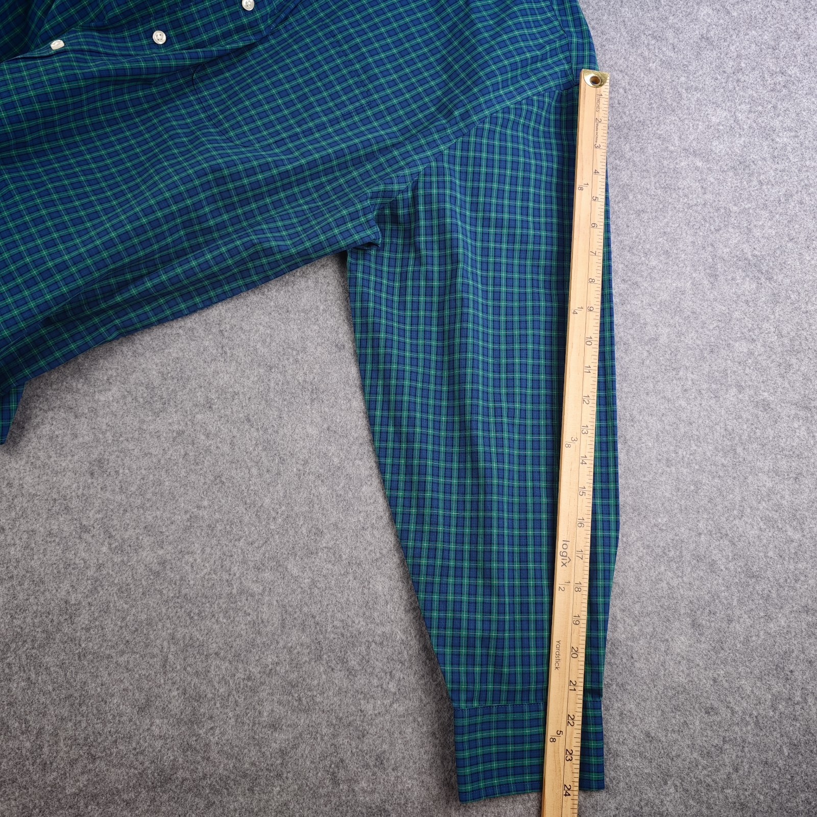 Stafford Travel Performance Super Shirt Mens 18 34/35 Blue Green Check Point