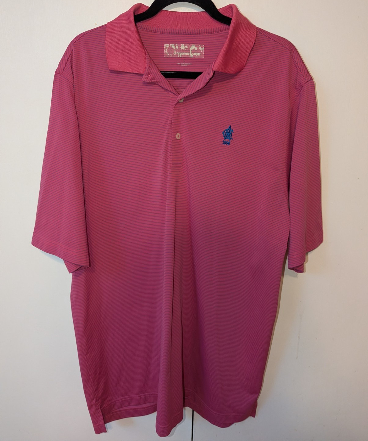Donald Ross Atlanta Athletic Club Polo Men’s L Pink/Blue Striped Stretch Shirt