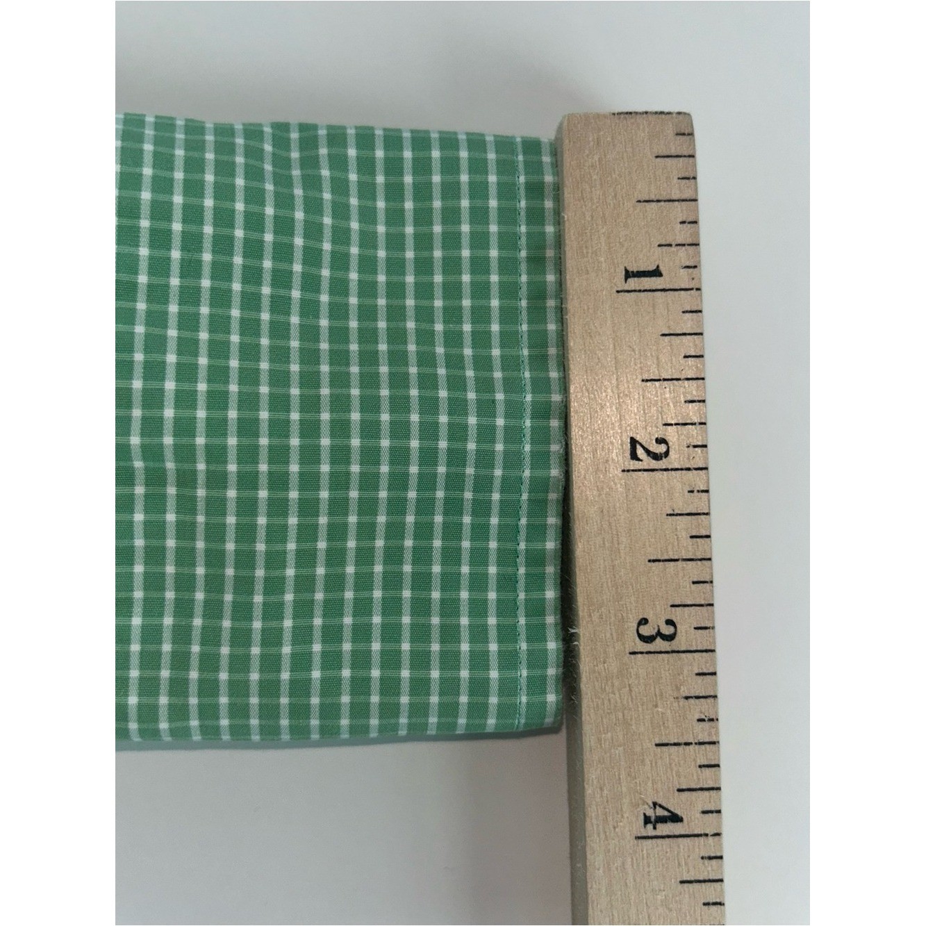 Lands’ End No Iron Supima Cotton Green Gingham Button Up Shirt Petite 10P