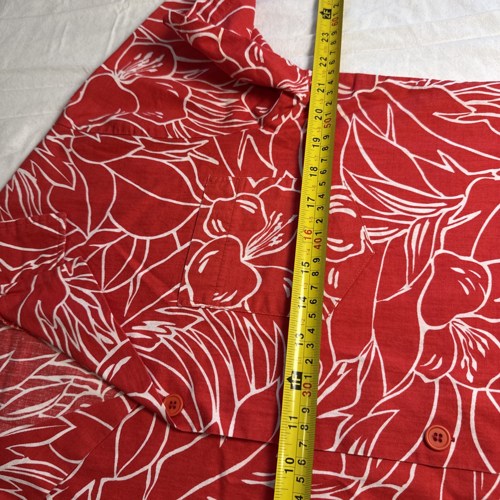 Vintage Jantzen Hawaiian Shirt Men M Medium Red white Floral Aloha Print 70 80
