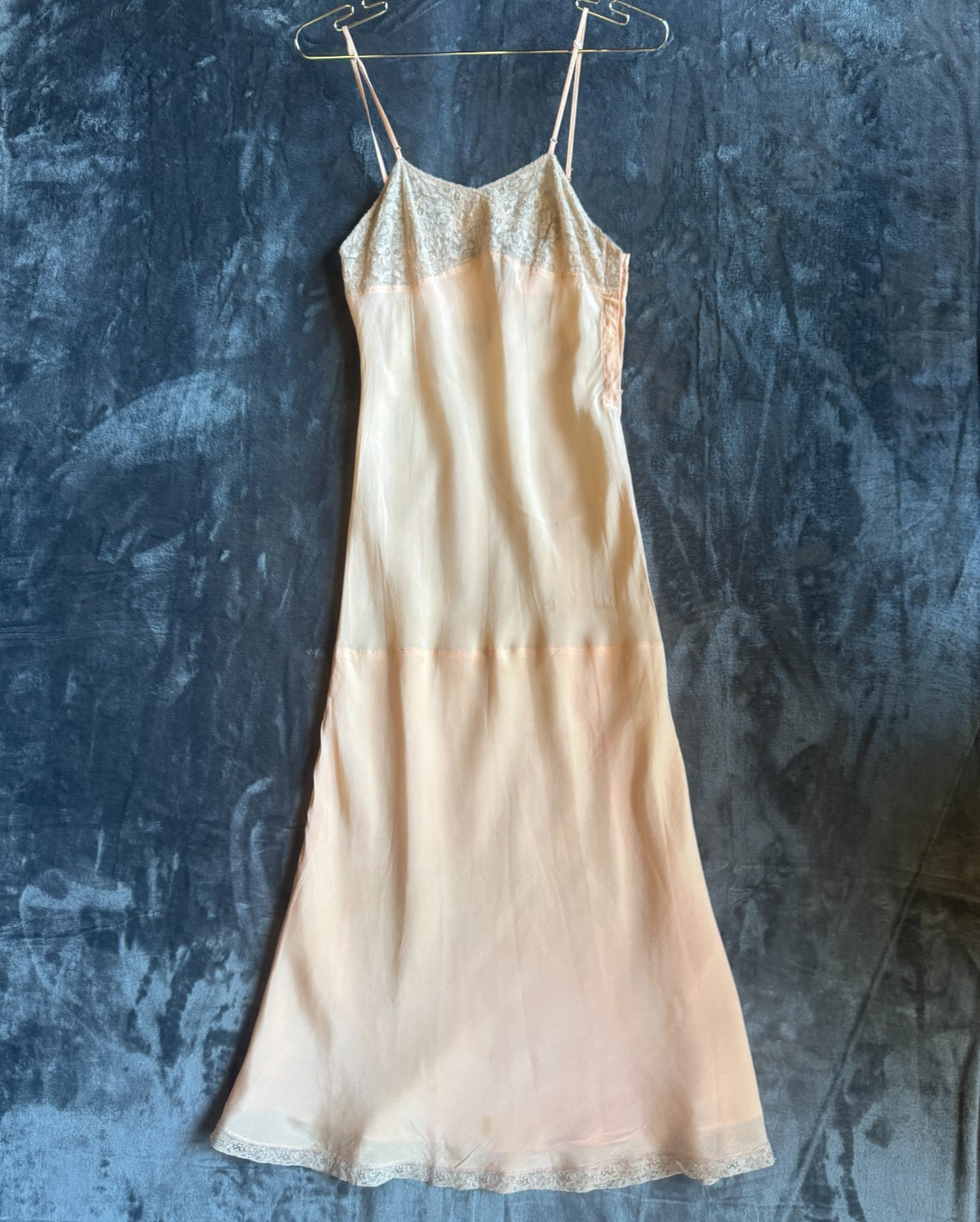 Vtg 40s Seamprufe Slip Dress Nightgown Lingerie Pink Sexy Acetate Rayon Lace XS