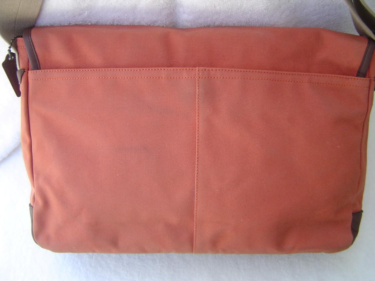 AUTHENTIC COACH MENS CAMDEN ORANGE CANVAS LARGE MESSENGER BAG #70829 VGC