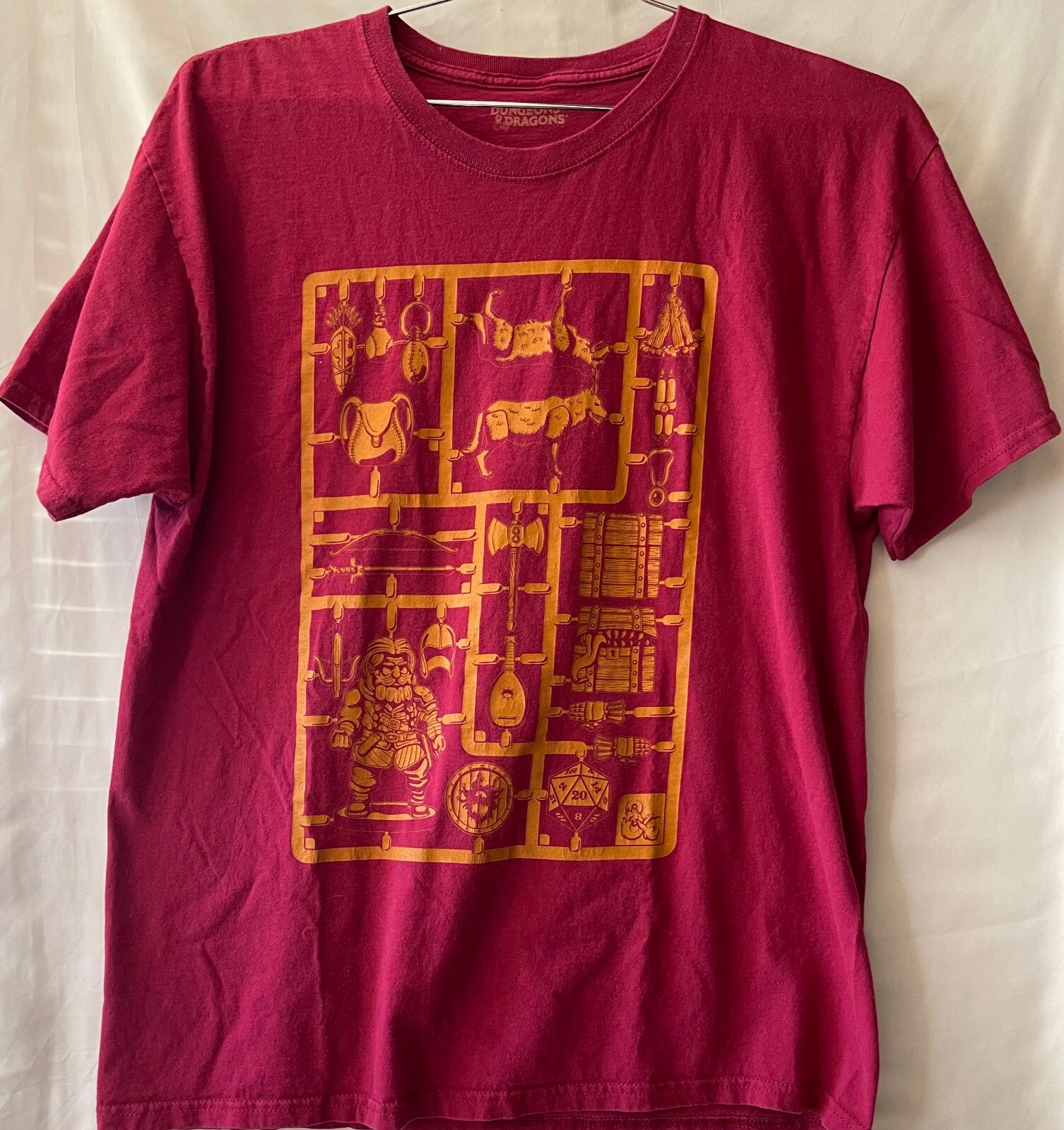 DUNGEONS & DRAGONS, Loot Crate TEE SHIRT, Raspberry Red, L, 100% Cotton